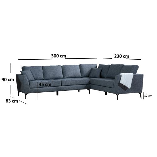 Atelier Del Sofa Kutna garnitura, Tamno siva, Tempo Corner Right (L3+3) slika 7