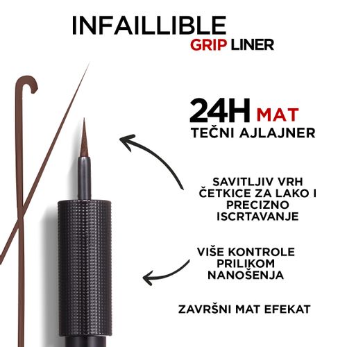 L'Oréal Paris Infaillible Grip 24h Matte Liquid Liner 03 Marron slika 3