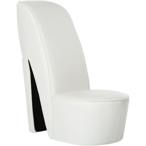Stolica u obliku visoke pete od umjetne kože bijela slika 24