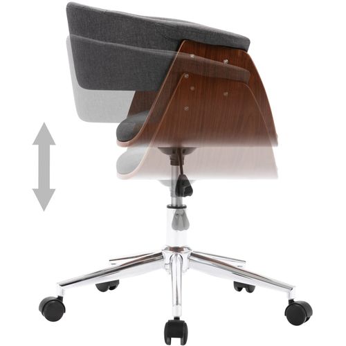 Okretna uredska stolica od savijenog drva i tkanine siva slika 25