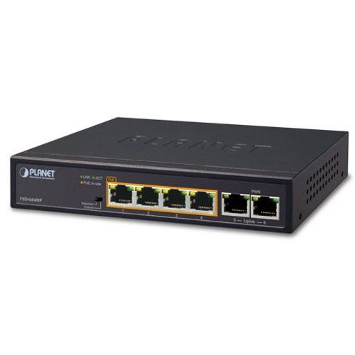 Planet 6-port Desktop PoE Switch (4x 100Mbps RJ45 30W port 802.3at PoE (60W) 2x 100Mbps RJ45 slika 1