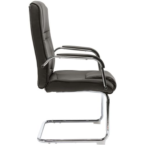 Konzolna uredska stolica od umjetne kože siva slika 3
