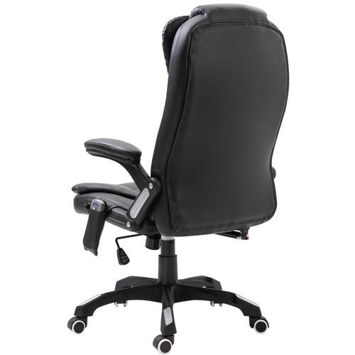 Masažna uredska stolica od umjetne kože crna slika 3