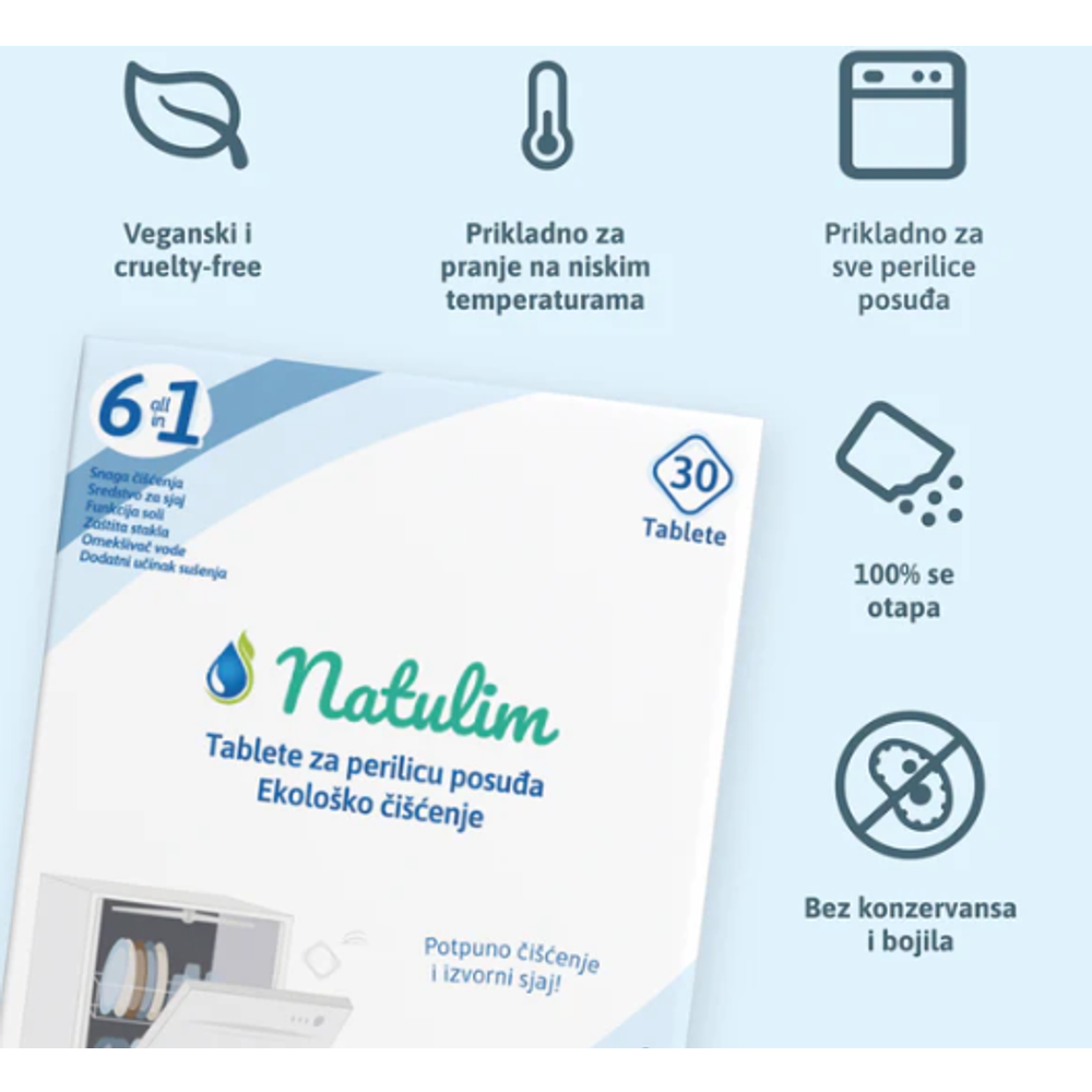 Natulim eko tablete za perilicu posuđa 6u1 (30 tableta) slika 2