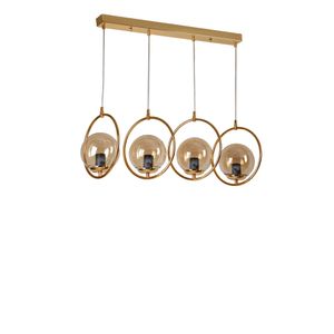 Ring 4 Lü Sıralı Gold Bal Camlı Sarkıt Gold Chandelier