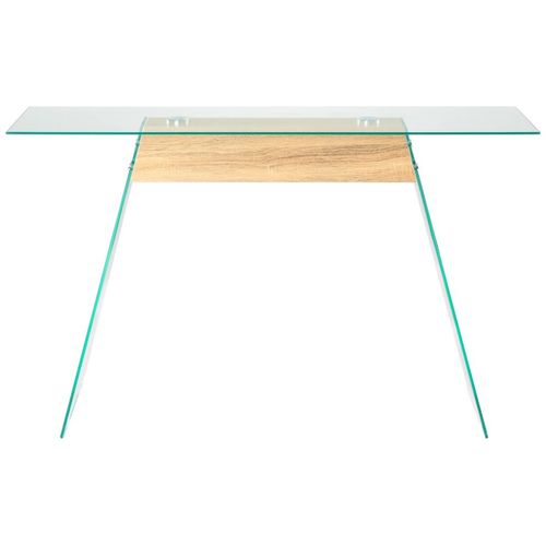 Konzolni stol od stakla i MDF-a 120 x 30 x 76 cm boja hrasta slika 9