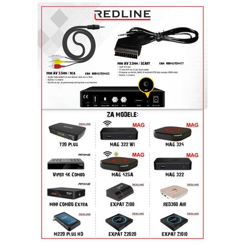 REDLINE Mini AV 3.5 mm na RCA kabel, dužina 1.2 met - C-AV120 slika 3