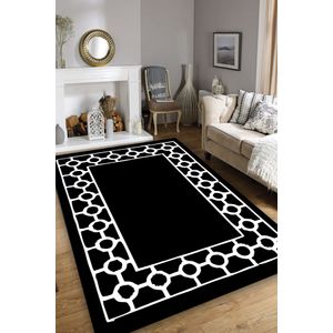 Elegantni Crno-Bijeli Hodnik Tepih Bague Black (80 x 150 cm)