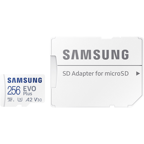 Samsung MB-MC256KA/EU MicroSD 256GB, EVO Plus, SDXC, UHS-I U3 V30 A2, Read 130MB/s, for 4K and FullHD video recording, w/SD adapter slika 1