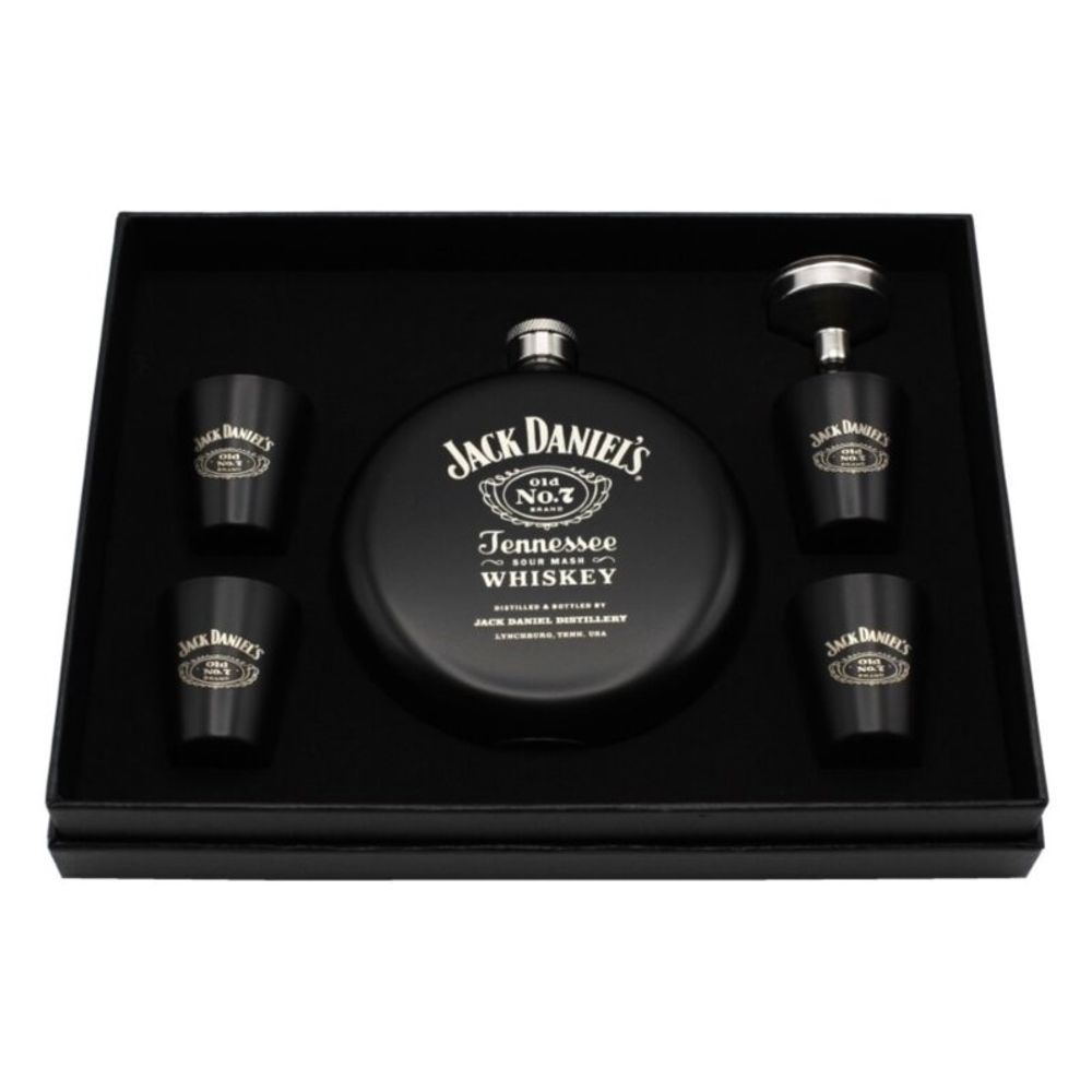 Poklon set Jack Daniel's 913-1954 ploska okrugla (240ml), 4x čašice i lijevak slika 1