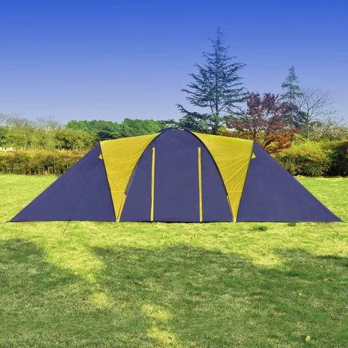 Šator za kampiranje od tkanine za 9 osoba plavo-žuti slika 5
