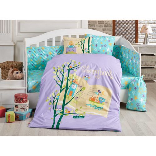 L'essential Maison Dream Clock - Set posteljine za bebe u bojama lavande, mente, zelene, bele i žute slika 1