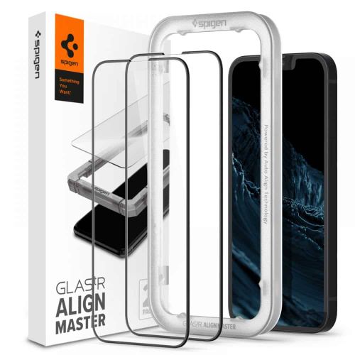 Spigen ALM Glass FC 2 kom kaljeno staklo za iPhone 13 Pro / iPhone 13 preko cijelog zaslona s crnim okvirom slika 1