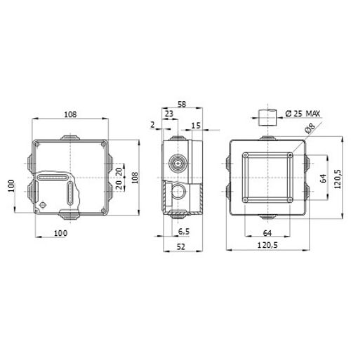 Gewiss 44CE, Razvodna kutija sa poklopcem na šraf 100x100x50, IP55 slika 2