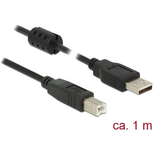 Delock USB kabel USB 2.0 USB-A utikač, USB-B utikač 1.00 m crna s feritnom jezgrom 84895 slika 1