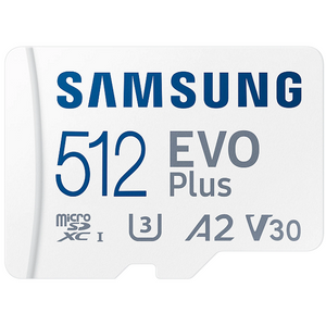 Samsung MB-MC512SA/EU MicroSD 512GB, EVO Plus, SDXC, UHS-I U3 V30 A2, Read 160MB/s, for 4K and FullHD video recording, w/SD adapter