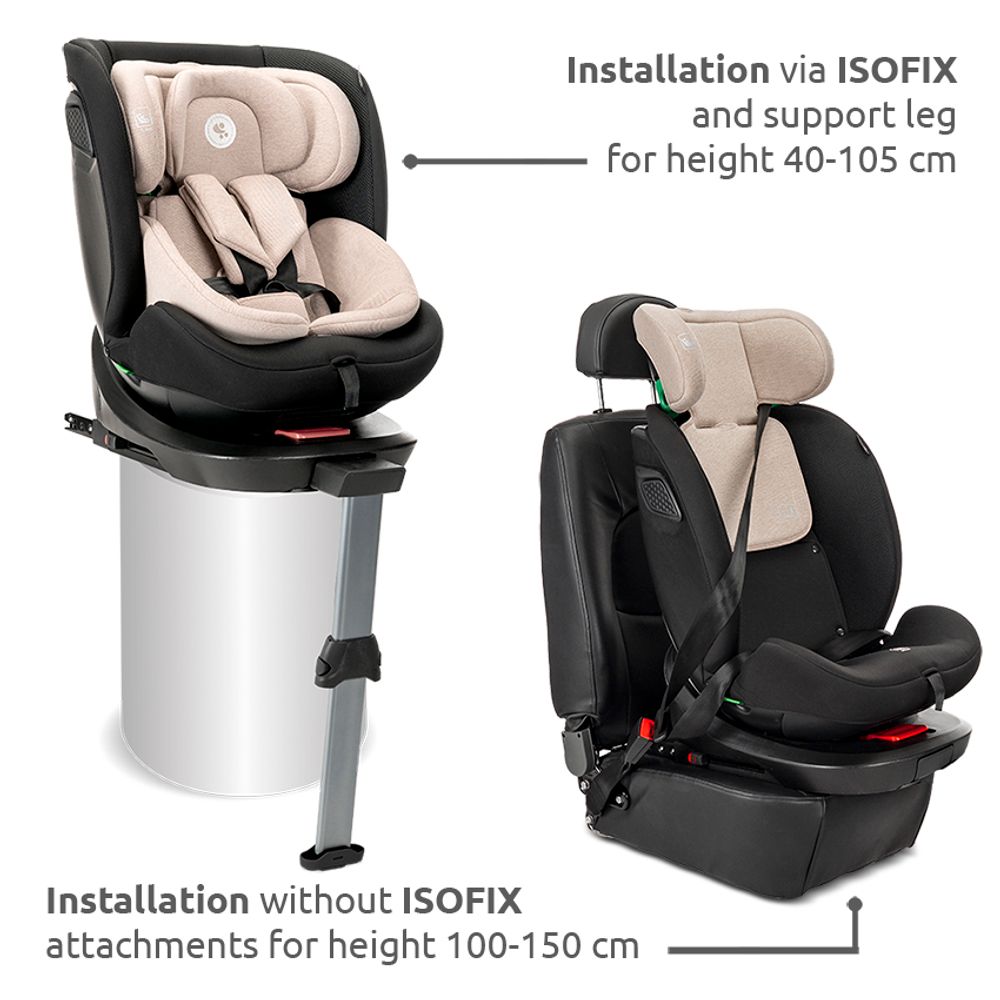 Lorelli Autosjedalica Concord Pro 360° i-Size 40-150 cm Isofix + Jastuk za putovanje, Blue slika 9