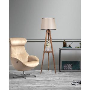 Sehbalı Tripod Yanık Lambader Pramit Açık Hasır Abajurlu Brown Floor Lamp