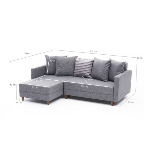 Aydam Left - Grey Grey Corner Sofa-Bed slika 7