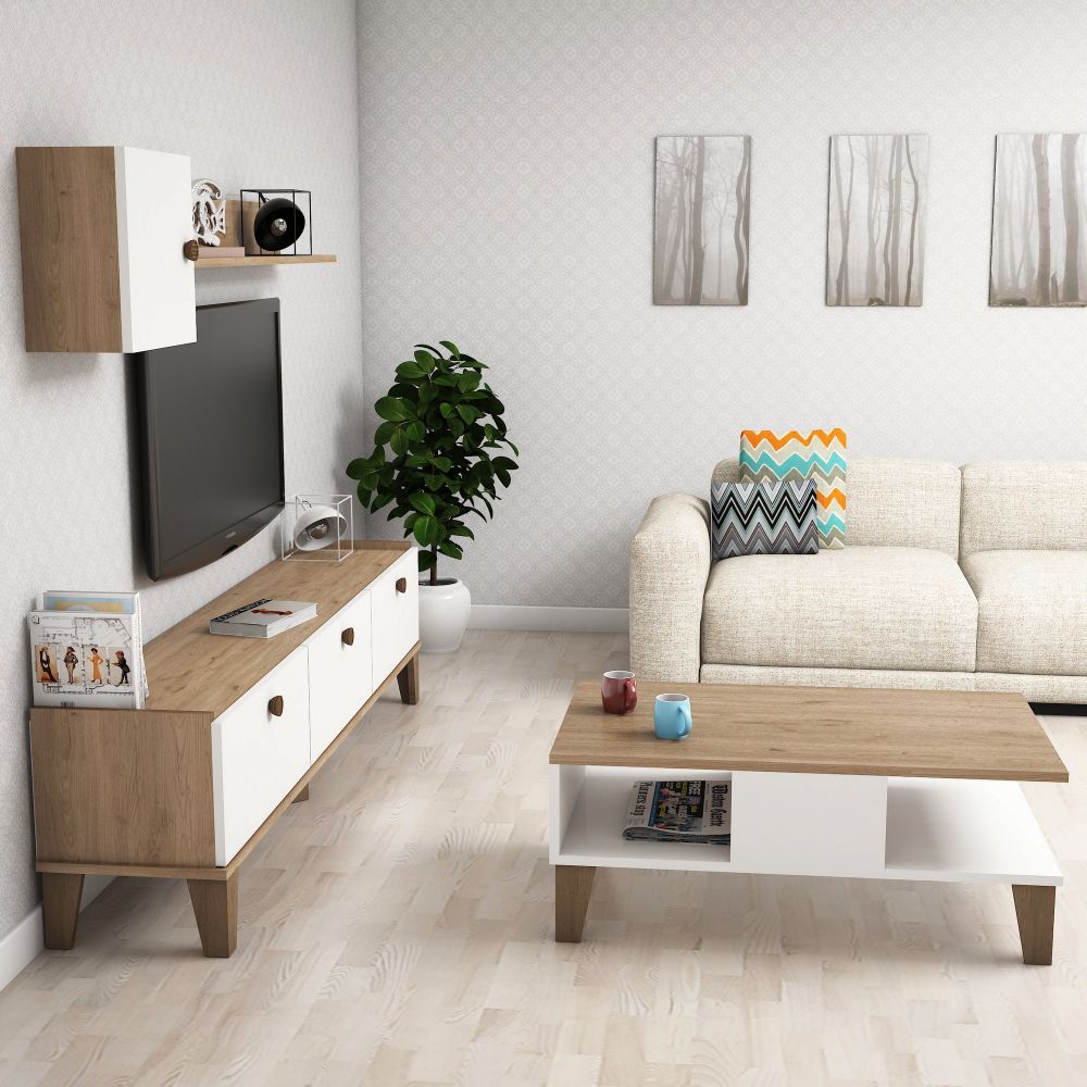 Set Namještaja za Dnevni Boravak Sumer 1 Oak White slika 3