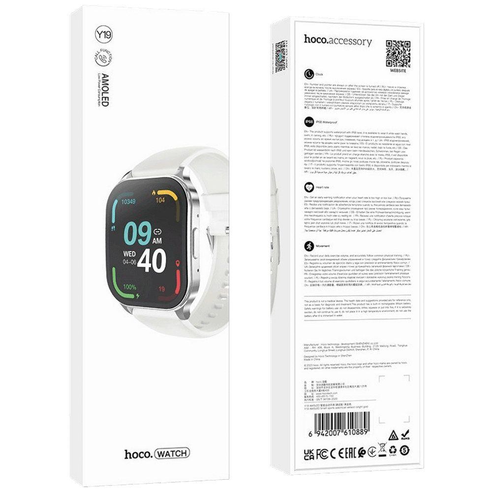 hoco. Pametni sat, 1.96", AMOLED, Bluetooth, IP68 - Y19 Silver slika 3