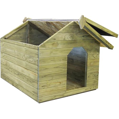 Vrtna kućica za pse od impregnirane borovine s pomičnim krovom slika 11