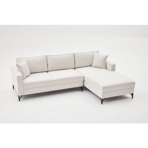 Atelier Del Sofa Kutna garnitura, Krem Crno, Berlin Right - Cream, Black slika 4