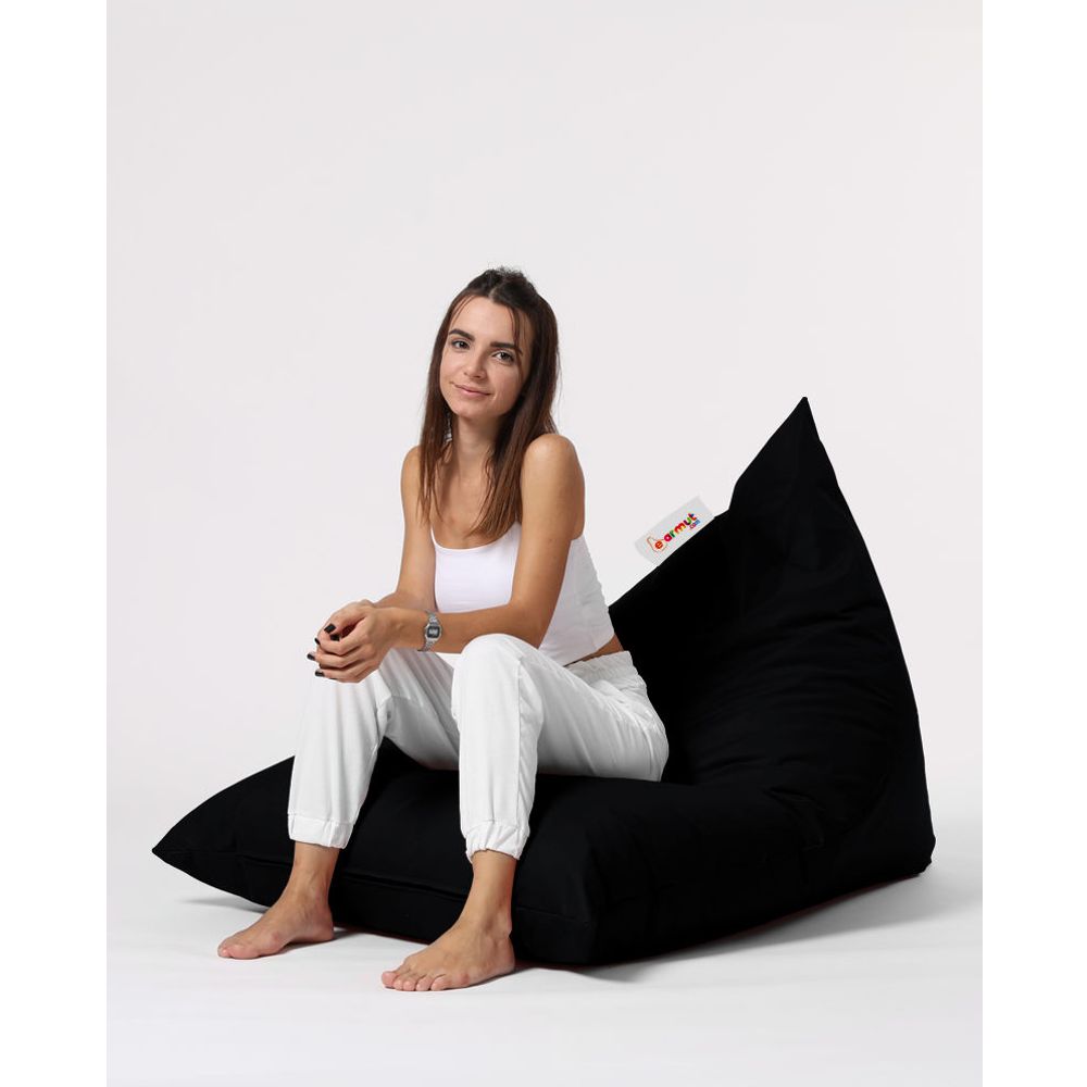 Piramidalni Veliki Pouf Ležaljka - Crni Vrt Bean Bag slika 5