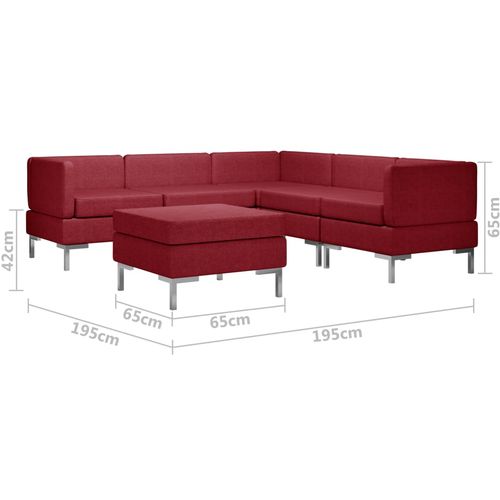 6-dijelni set sofa od tkanine crvena boja vina slika 8
