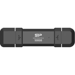 Silicon Power SP500GBUC3S72V1K Portable Stick-Type SSD 500GB, DS72, USB 3.2 Gen 2 Type-C/Type-A, Read up to 1050MB/s, Write up to 850MB/s, Black