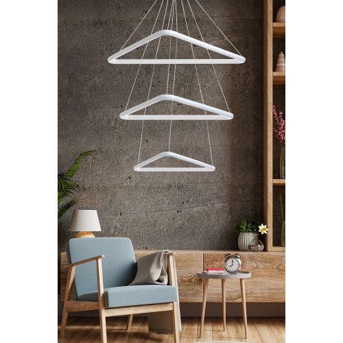 Trinity Triangle Set - White Body, Yellow Light White Chandelier slika 2