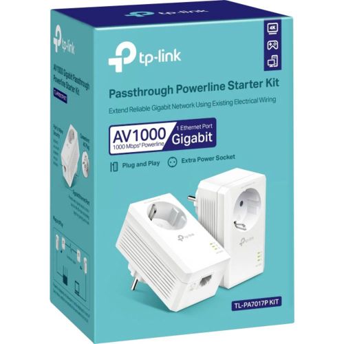 Powerline adapter TP-LINK TL-PA7017P KIT AV1000 1GB HomePlug AV2 HomePlug AV 300m utičnica slika 2