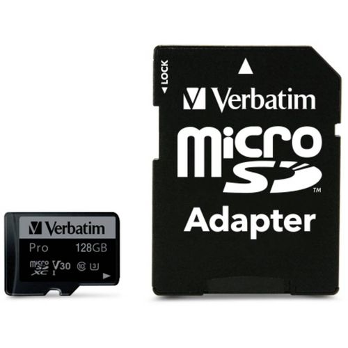 Verbatim MICRO SDXC CARD PRO UHS-3 128GB CLASS 10 INCL ADAPTOR microSDXC card 128 GB UHS-Class 3 shockproof, Waterproof slika 1