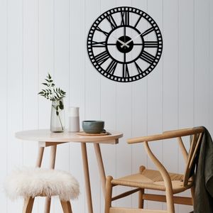 Wallity Ukrasni metalni zidni sat, Metal Wall Clock 10 - Black