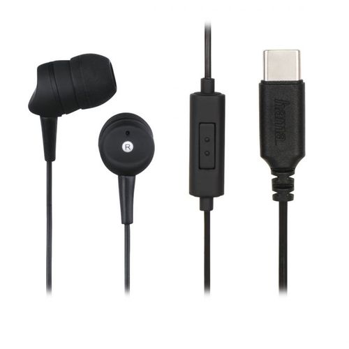 USB-C slušalice + Mic za smartfon, Basic4Phone, crne slika 1