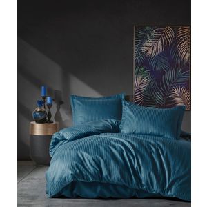 Stripe - Blue Blue Satin King Quilt Cover Set (FR)