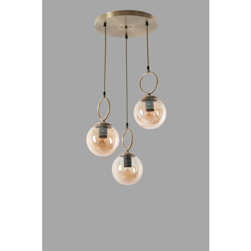 Morino 3 Lü Tepsili Bal Camlı Eskitme Sarkıt Copper Chandelier slika 3