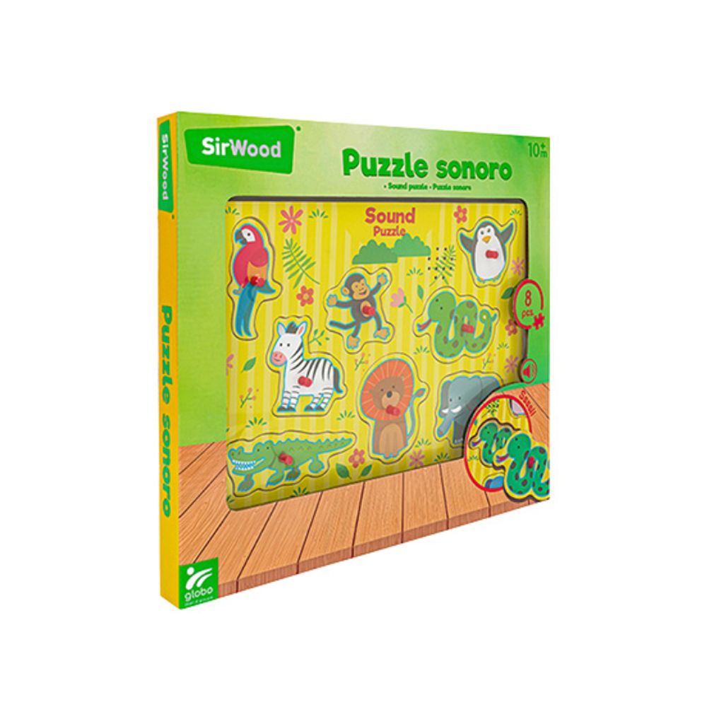 GLOBO Drvene puzzle sa zvukom - životinje 29x21,5cm slika 2