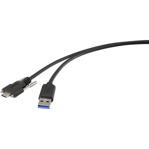 Renkforce USB kabel USB 3.2 gen. 1 (USB 3.0) USB-A utikač, USB-C® utikač 1.00 m crna mogućnost vijčanog spajanja RF-3773814 slika 1