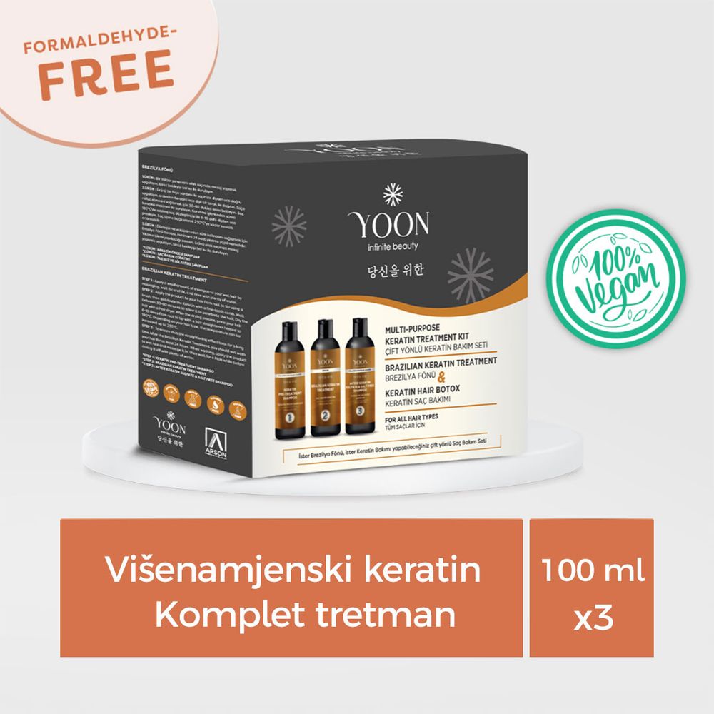 YOON Višenamjenski keratinski set za njegu kose 100ml x 3 slika 1