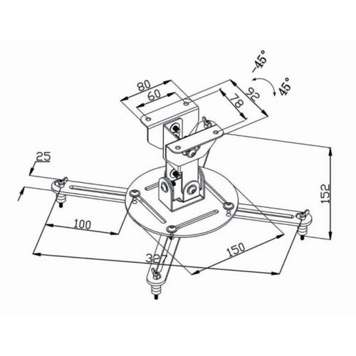 PJCM100BK univerzalni plafonski nosac za projektor, rotirajuci + tilt 90° slika 13