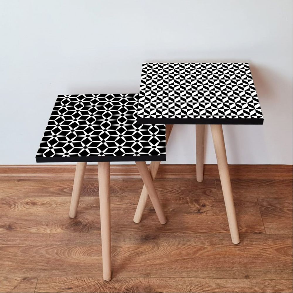 Nesting stolovi 2Shp403 - (2 komada) - boje: crna, bijela slika 1