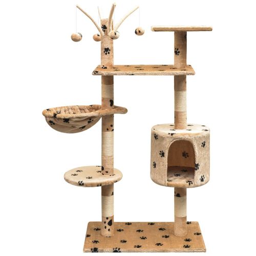 Penjalica Grebalica za Mačke sa Stupovima od Sisala 125 cm Bež s Otiskom Šapa slika 8