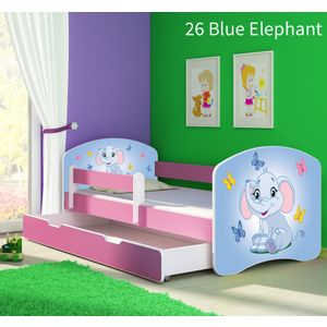 Dječji krevet ACMA s motivom, bočna roza + ladica 180x80 cm 26-blue-elephant