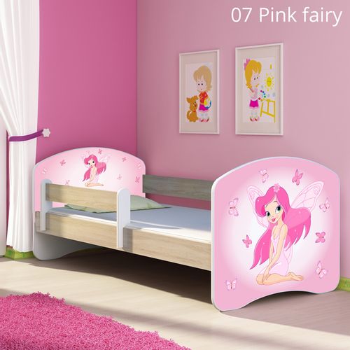 Dječji krevet ACMA s motivom, bočna sonoma 160x80 cm - 07 Pink Fairy slika 1
