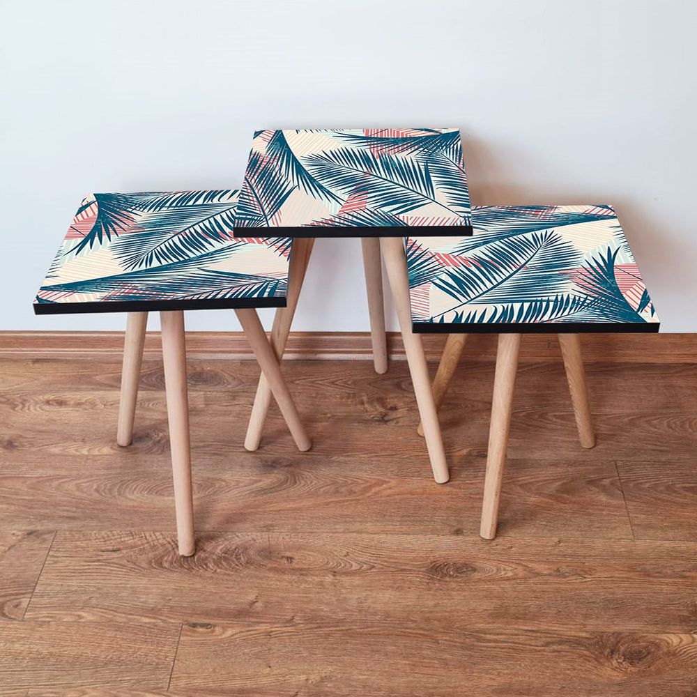 Nesting Table 3Shp208 - Set od 3 Stola u Bojama: Mornarsko Plava, Losos, Krema slika 1