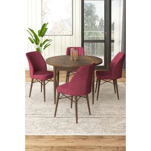 Rox - Baroque, Burgundski Barokni Set Trpezarijskog Stola i Stolica (5 Komada)