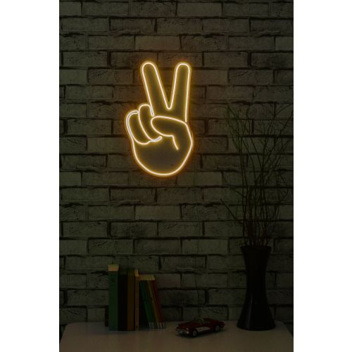 Wallity Ukrasna plastična LED rasvjeta, Victory Sign - Yellow slika 3