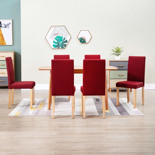 Blagovaonske stolice od tkanine 6 kom crvena boja vina slika 17