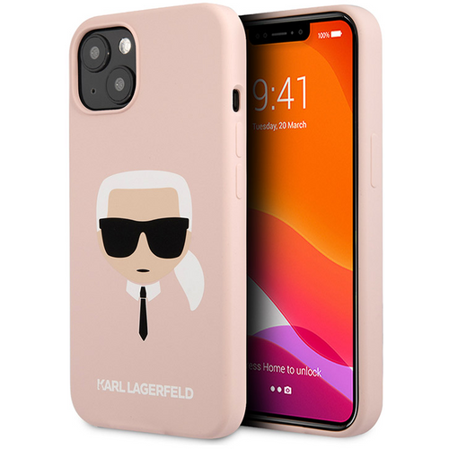 Torbica Karl Lagerfeld Hc Silicone Karl Head za iPhone 13 6.1 svetlo roze (KLHCP13MSLKHLP) slika 1